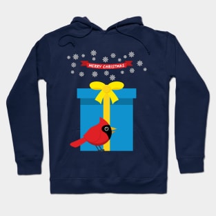 Cute Red Cardinal With Blue Gift Hoodie